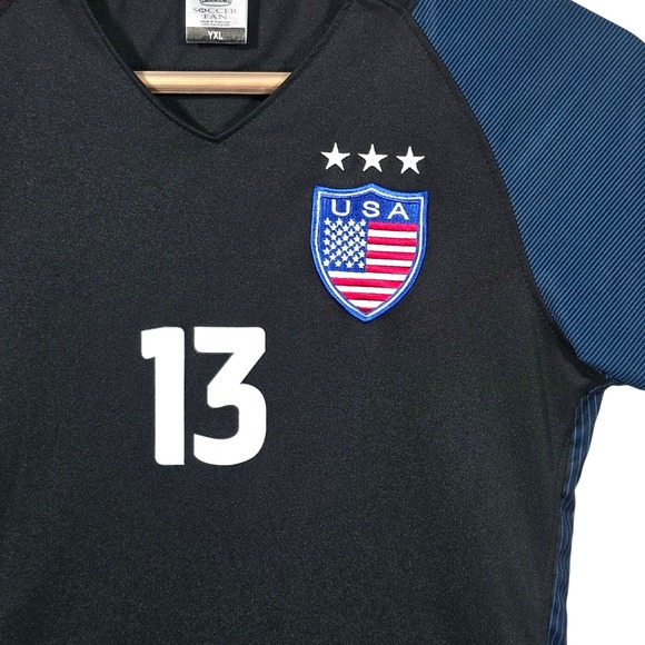 Team USA Soccer Jersey Girls XL Alex Morgan 13 Black Red Blue Shirt - Picture 3 of 6